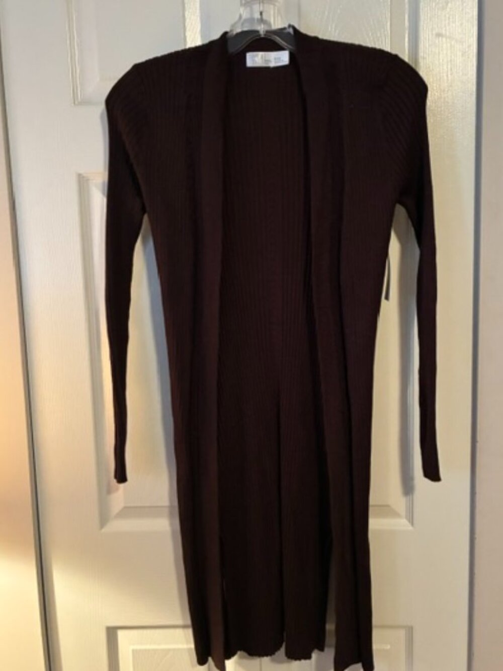 NWT Size Small Time and Tru Chocolate Brown Pointelle Rib Duster Cardigan